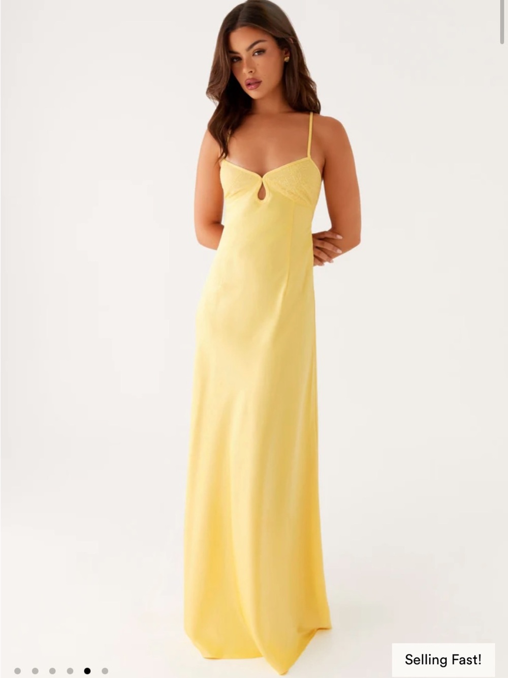 Peppermayo Yellow Lace-Trim Slip Maxi Dress